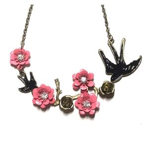 Bronze Floral and Bird Necklace